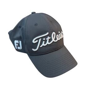 Titleist Golf FootJoy Strapback Hat Cap Gray Athletic Tour Performance Dad Mens